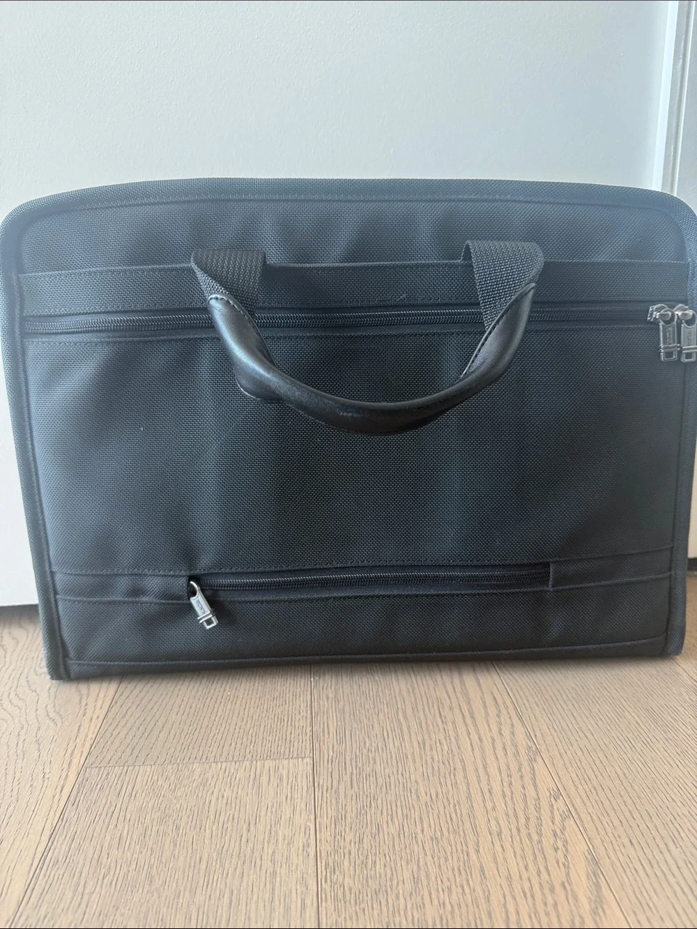 Tumi Black Nylon Briefcase with Red Logo Tag